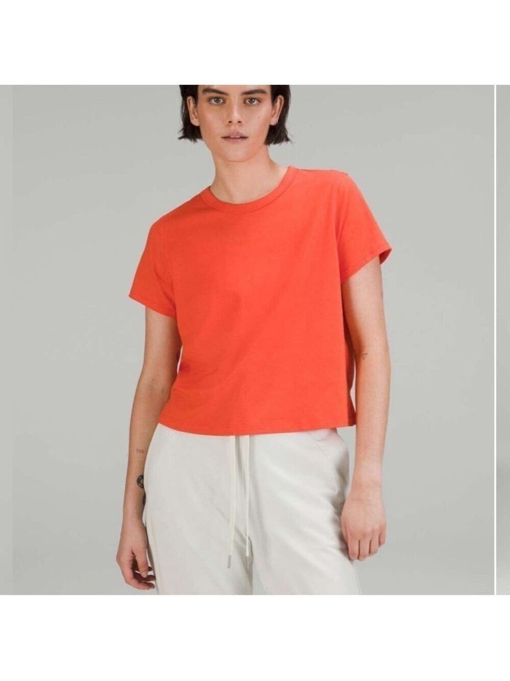 Lululemon Classic Fit Womens Cotton Blend T-Shirt Solar Orange ( NO SIZE TAG)